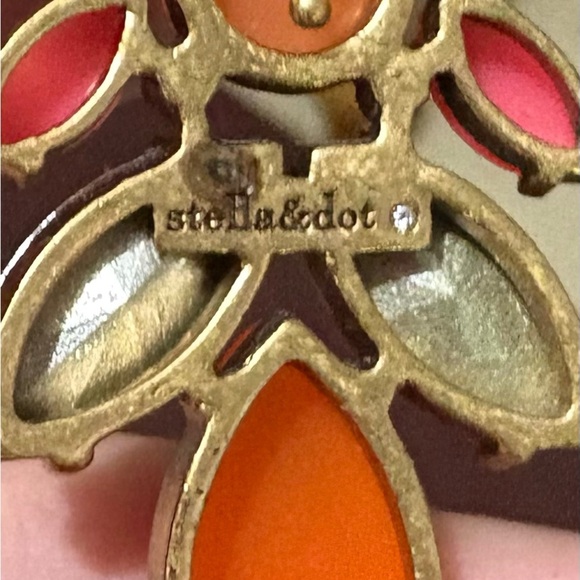 Stella and Dot Orange and Pink gemstone convertible earrings 2” EUC - Picture 4 of 4